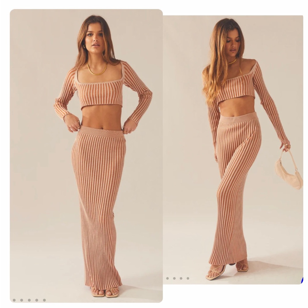 Peppermayo Exclusive - Gwen Two-Tone Knit Skirt - Terracotta NWT size XS/S